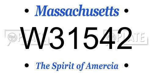 W31542 Massachusetts License Plate
