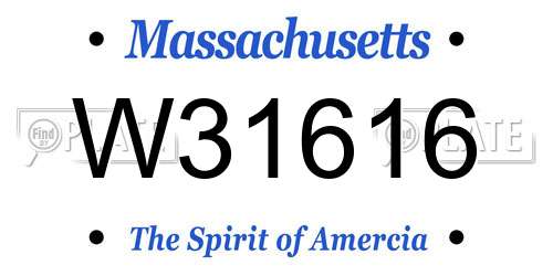 W31616 Massachusetts License Plate