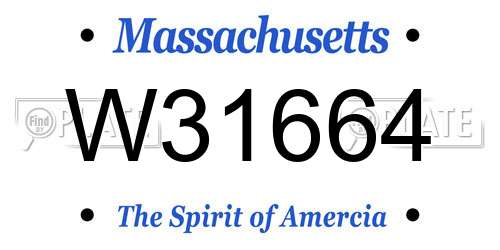 W31664 Massachusetts License Plate