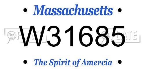 W31685 Massachusetts License Plate