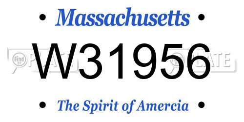 W31956 Massachusetts License Plate