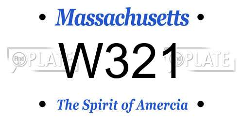 W321 Massachusetts License Plate