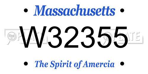 W32355 Massachusetts License Plate
