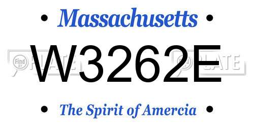 W3262E Massachusetts License Plate