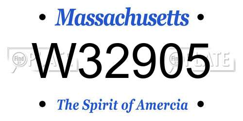W32905 Massachusetts License Plate