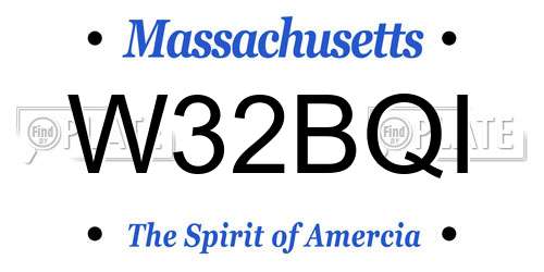 W32BQI Massachusetts License Plate