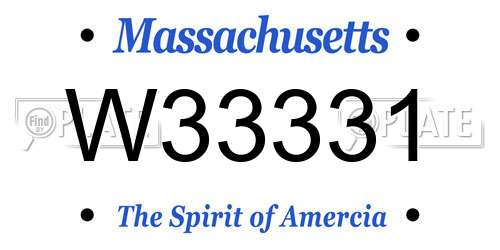 W33331 Massachusetts License Plate
