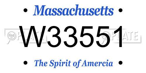 W33551 Massachusetts License Plate
