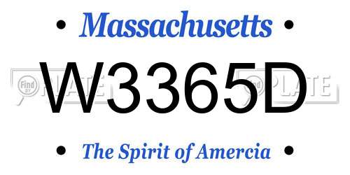 W3365D Massachusetts License Plate