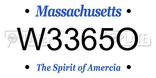 W3365O Massachusetts License Plate