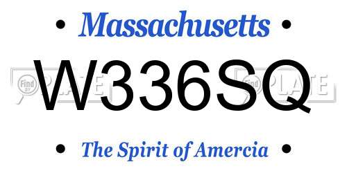 W336SQ Massachusetts License Plate