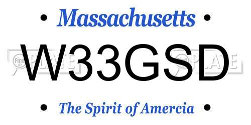 W33GSD Massachusetts License Plate