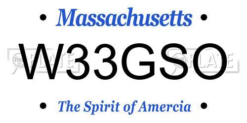 W33GSO Massachusetts License Plate