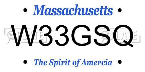W33GSQ Massachusetts License Plate
