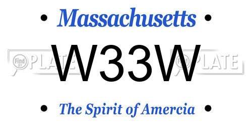 W33W Massachusetts License Plate