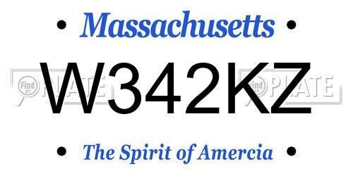 W342KZ Massachusetts License Plate