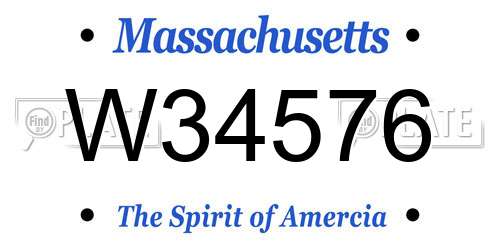W34576 Massachusetts License Plate
