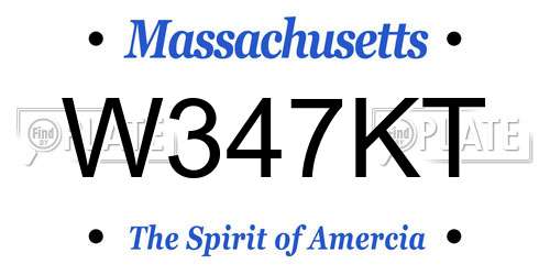 W347KT Massachusetts License Plate
