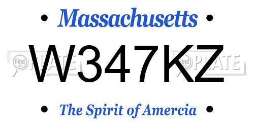 W347KZ Massachusetts License Plate