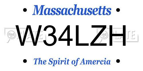 W34LZH Massachusetts License Plate