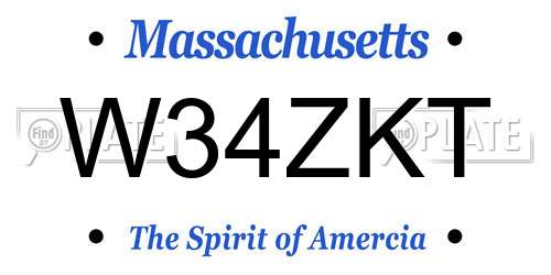 W34ZKT Massachusetts License Plate