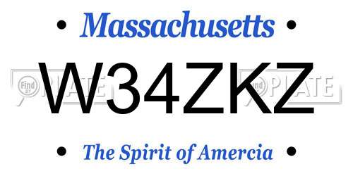 W34ZKZ Massachusetts License Plate
