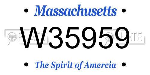 W35959 Massachusetts License Plate