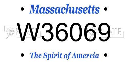 W36069 Massachusetts License Plate