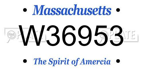 W36953 Massachusetts License Plate