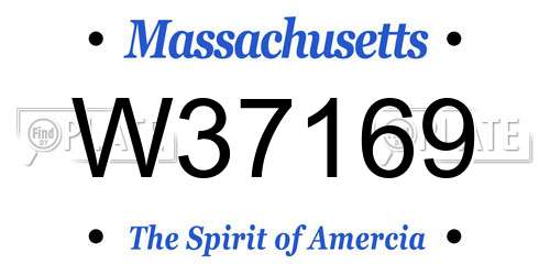 W37169 Massachusetts License Plate