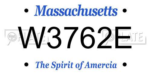 W3762E Massachusetts License Plate
