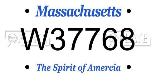 W37768 Massachusetts License Plate