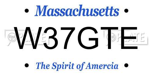 W37GTE Massachusetts License Plate