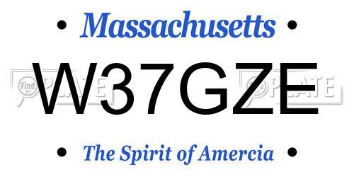 W37GZE Massachusetts License Plate