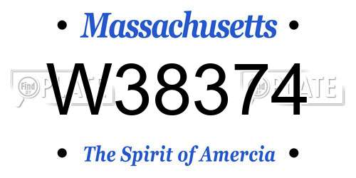 W38374 Massachusetts License Plate