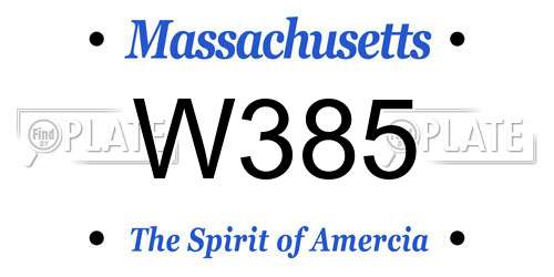 W385 Massachusetts License Plate