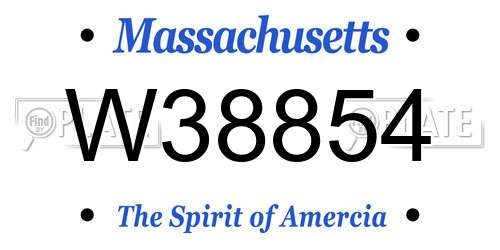 W38854 Massachusetts License Plate