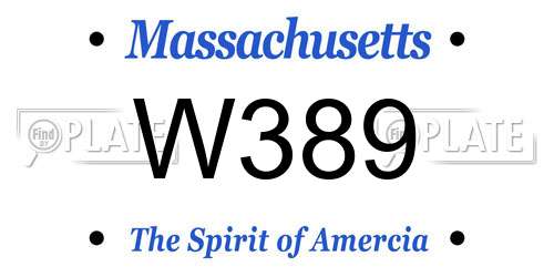 W389 Massachusetts License Plate