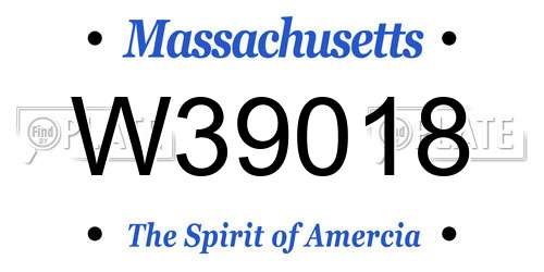 W39018 Massachusetts License Plate