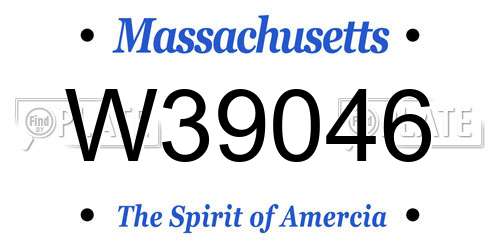 W39046 Massachusetts License Plate