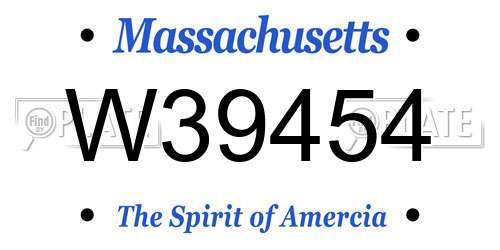 W39454 Massachusetts License Plate