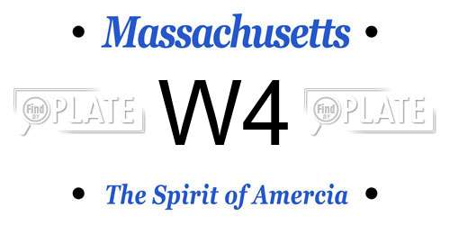 W4 Massachusetts License Plate