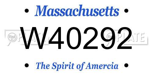 W40292 Massachusetts License Plate