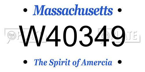 W40349 Massachusetts License Plate