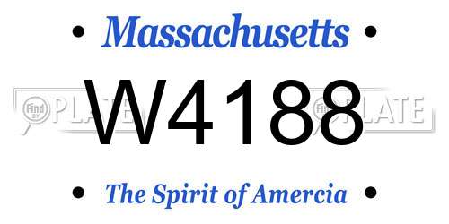 W4188 Massachusetts License Plate