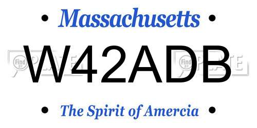 W42ADB Massachusetts License Plate