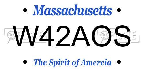 W42AOS Massachusetts License Plate