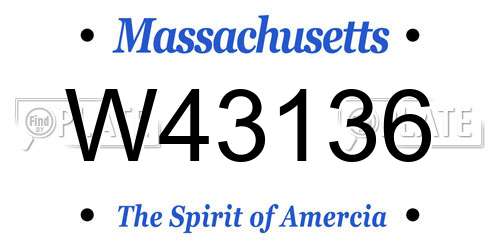 W43136 Massachusetts License Plate
