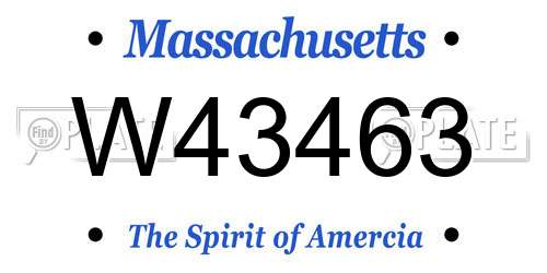 W43463 Massachusetts License Plate
