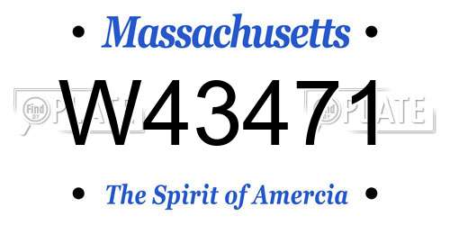 W43471 Massachusetts License Plate